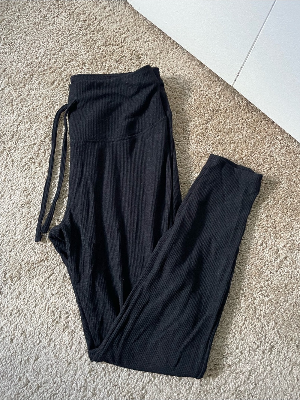 a new day Black Ribbed Lounge Top
